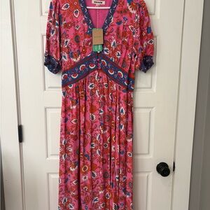 Boden Pink and Blue Floral Dress